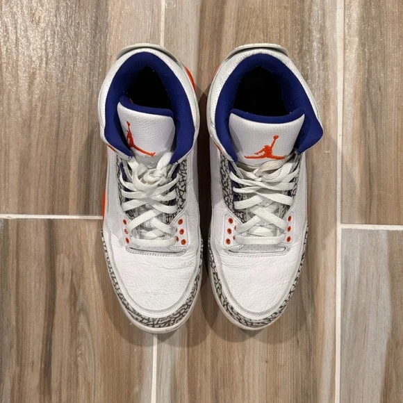Nike Air Jordan 3 Retro Knicks Mens Size 10.5 136064-148 Sneaker White Orange - Picture 5 of 9